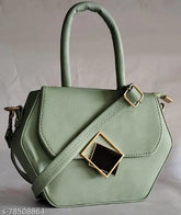 Pista green synthetic lightweight sling bag for girls, easy lock, one hand handle and shoulder strap. Stylish and durable, perfect for everyday use